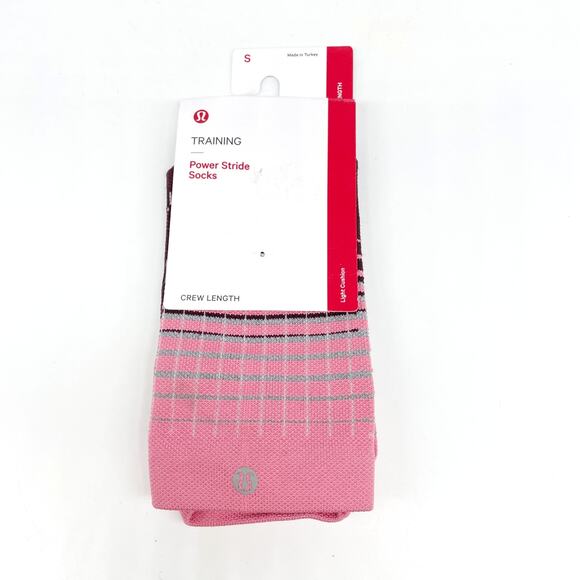Lululemon Women's Training Power Stride Crew Length Socks Pink Gray Small 4-6 - Picture 1 of 3